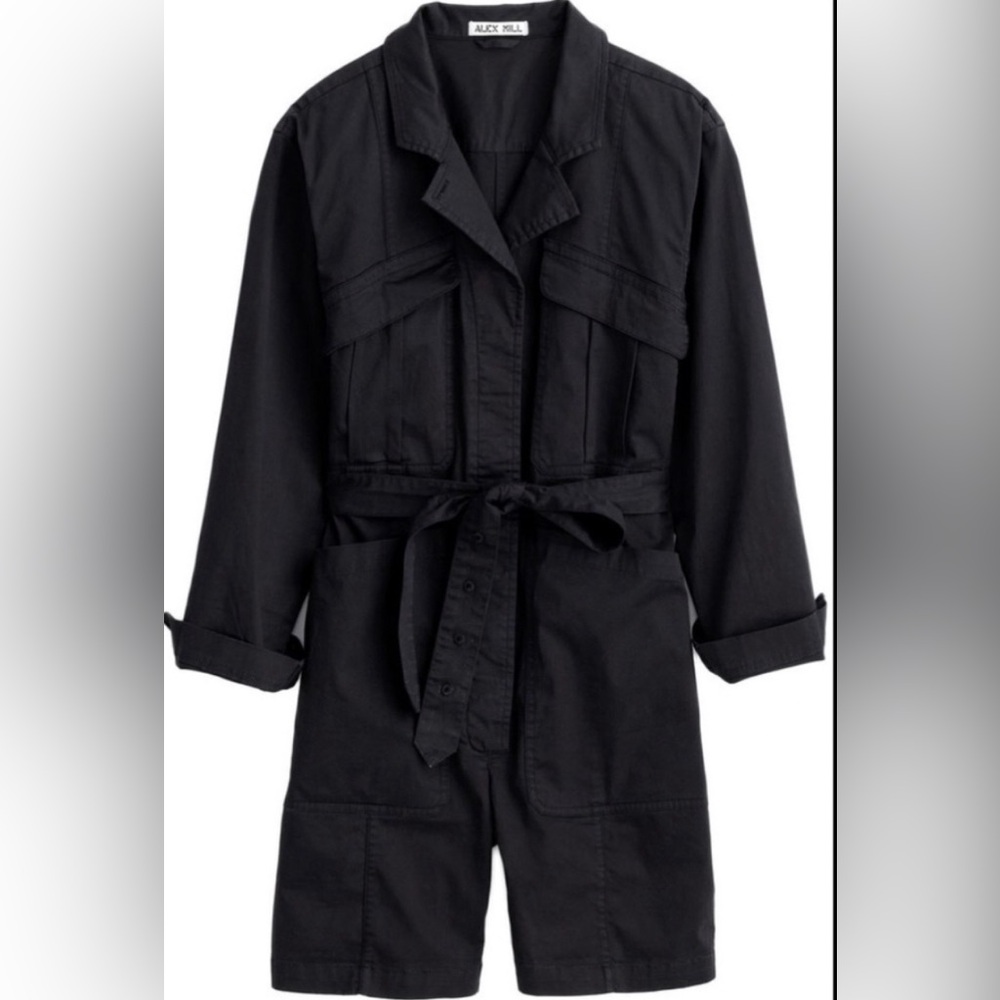 Alex Mill Standard Long Sleeve Shorts Romper Black Size Large